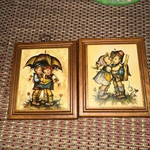 Vintage Hummel  by Evans Miniature Wooden Art Plaques Mid Century Wall Decor